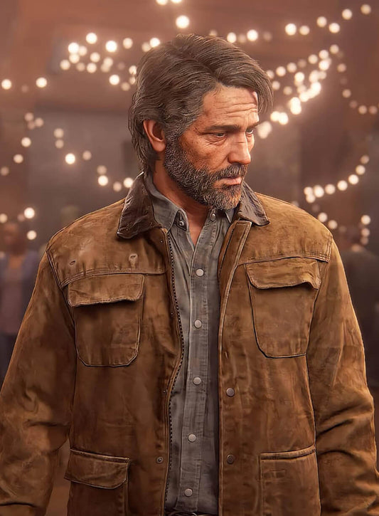 Harpoon Joel Miller Inspired Brown Suede Leather Leather Jacket - The Last of Us Style