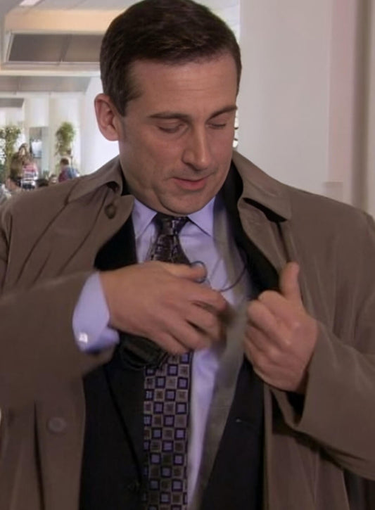 Harpoon Steve Carell Inspired Brown Cotton Fabric Coat - The Office Tv Series Style