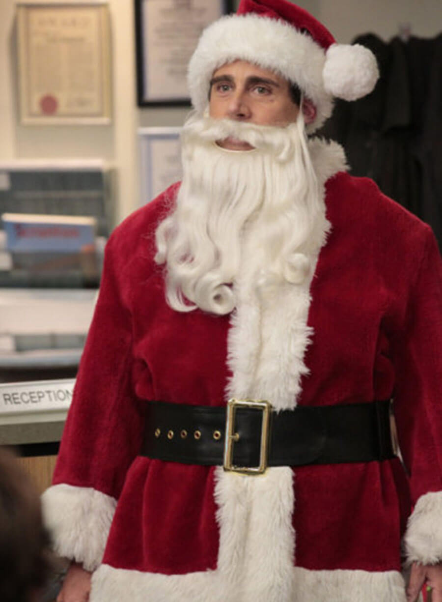 Harpoon Steve Carell Inspired Red Fleece Fabric Leather Jacket - The Office Tv Series Style