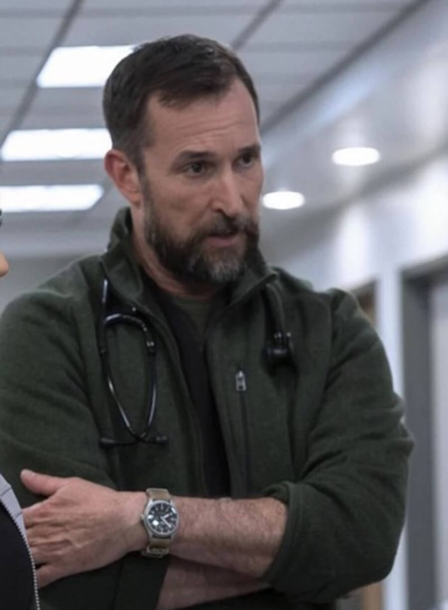 Harpoon Dr. Michael Robby Inspired Green Leather Jacket - The Pitt Style