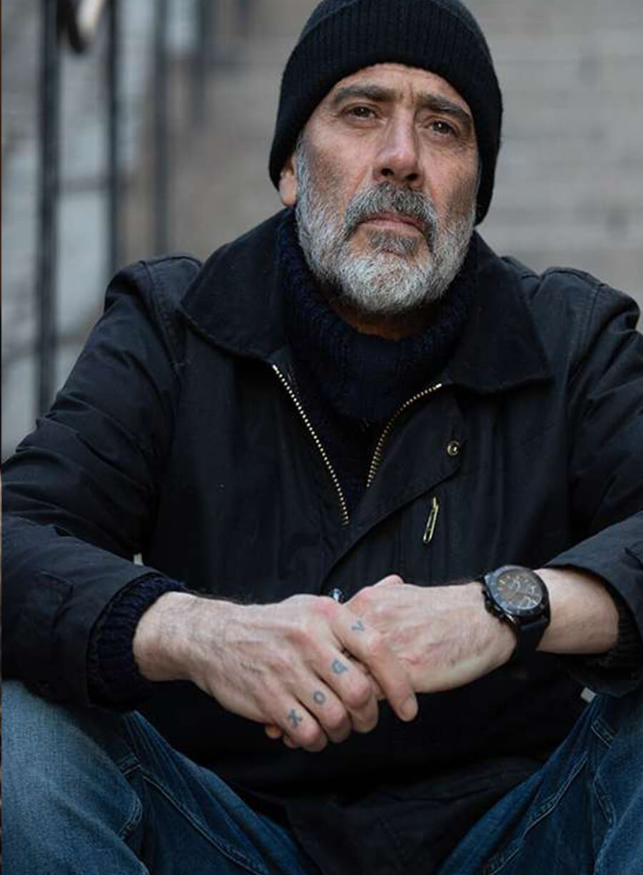 Harpoon Jeffrey Dean Morgan Inspired Black Fabric Leather Jacket - The Postcard Killings Style