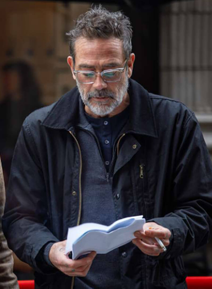 Harpoon Jeffrey Dean Morgan Inspired Black Fabric Leather Jacket - The Postcard Killings Style