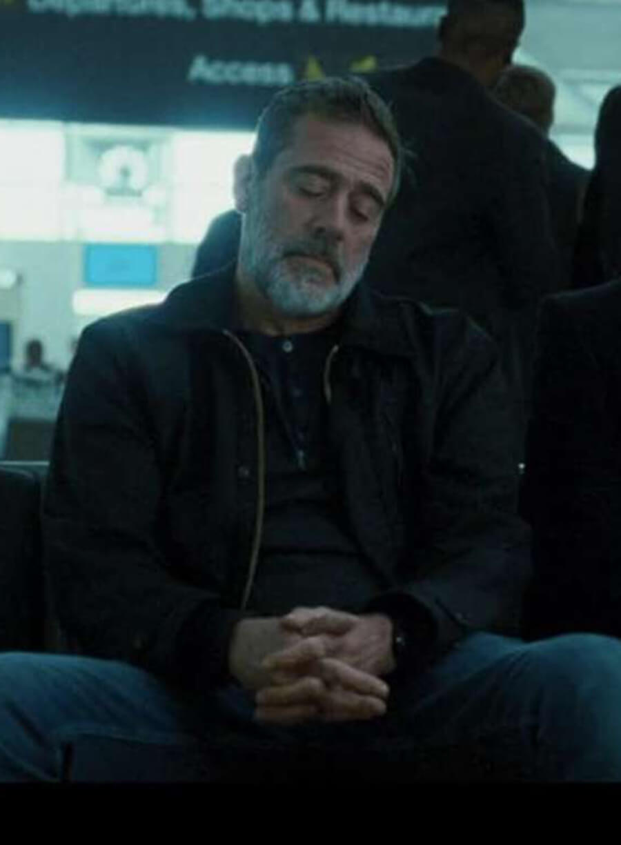 Harpoon Jeffrey Dean Morgan Inspired Black Fabric Leather Jacket - The Postcard Killings Style