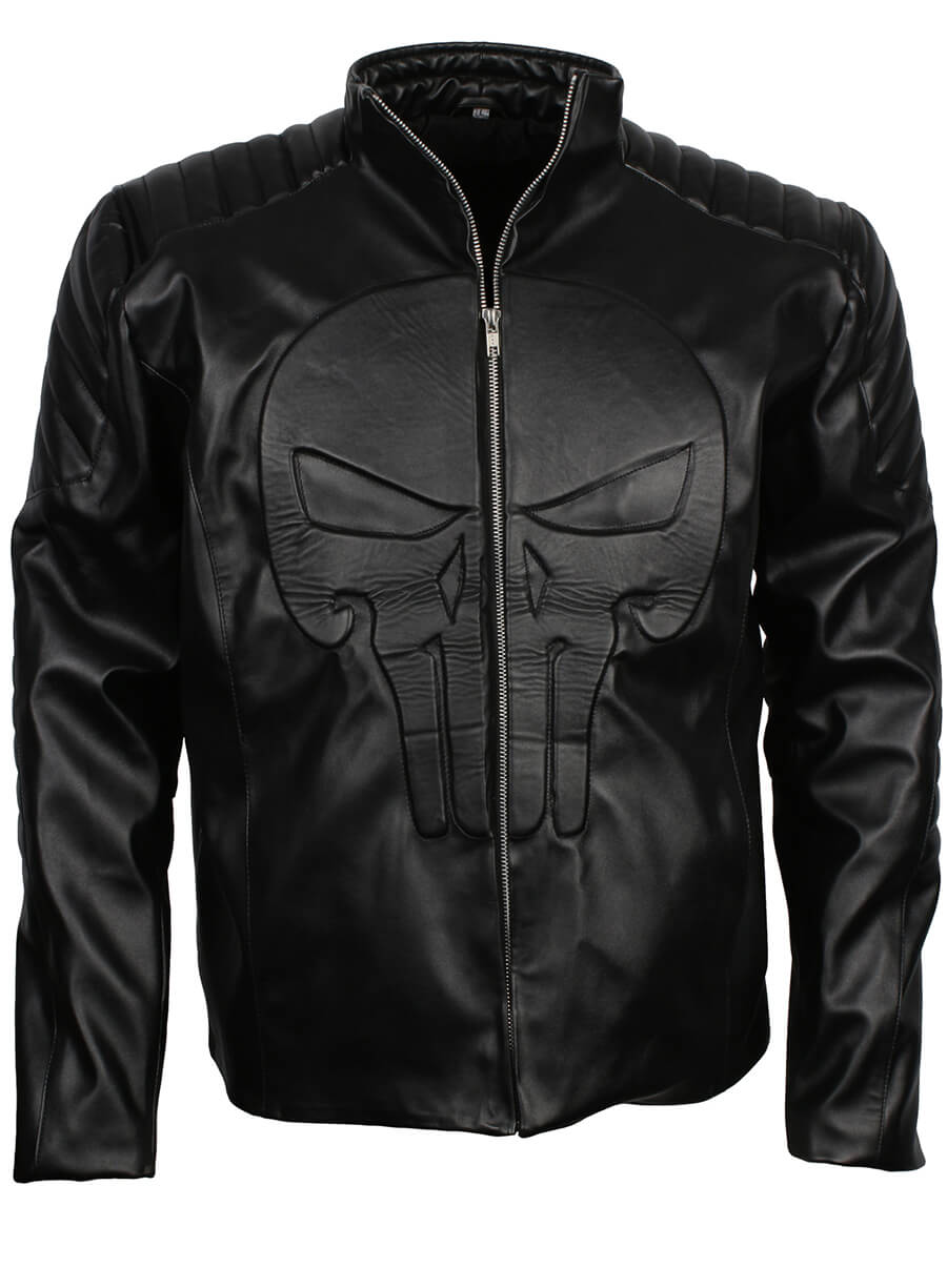 Harpoon The Punisher Cosplay Inspired Black Real Leather / Faux Leather Costume Jacket