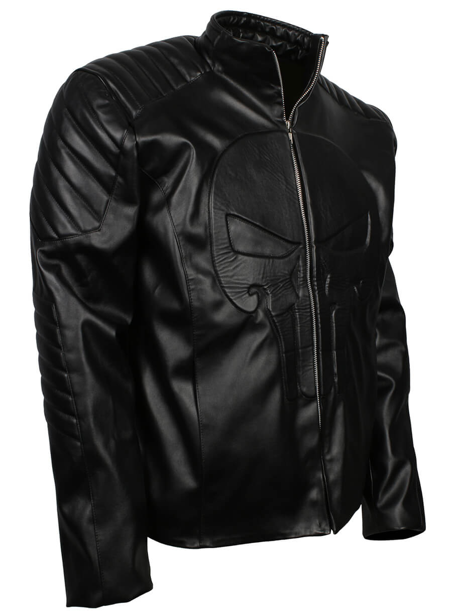 Harpoon The Punisher Cosplay Inspired Black Real Leather / Faux Leather Costume Jacket