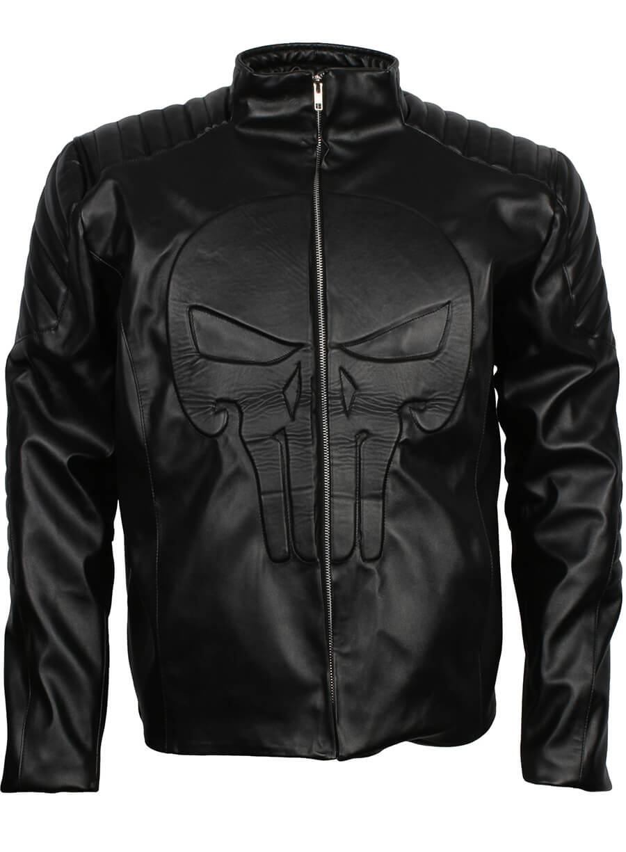 Harpoon The Punisher Cosplay Inspired Black Real Leather / Faux Leather Costume Jacket