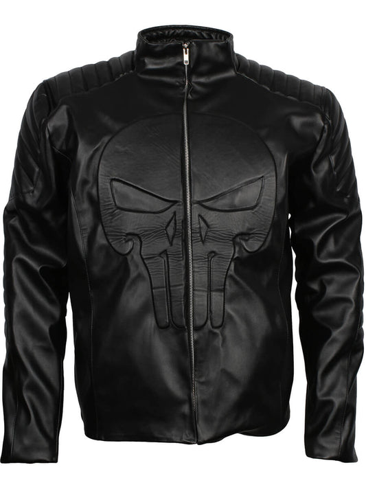 Harpoon The Punisher Cosplay Inspired Black Real Leather / Faux Leather Costume Jacket