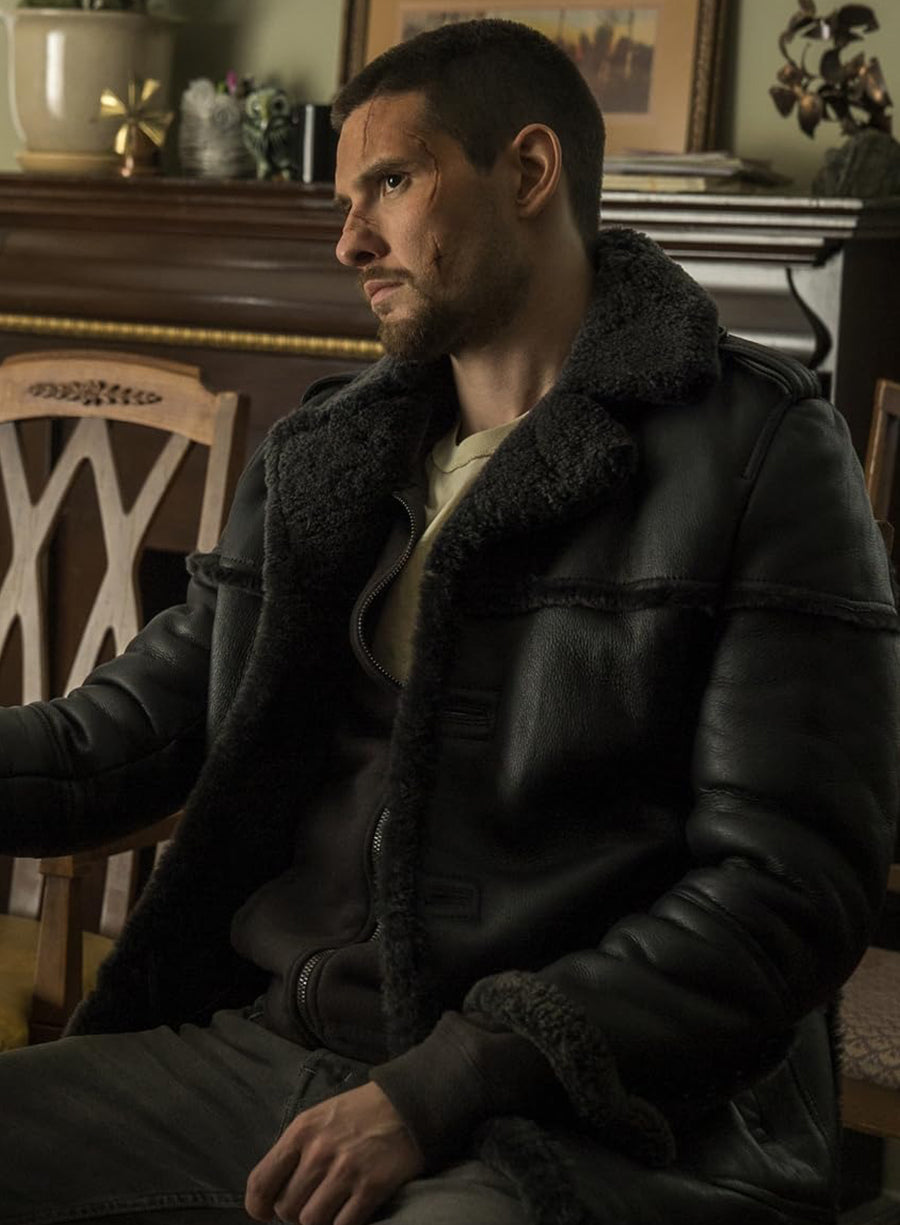 Harpoon Jigsaw Inspired Black Leather Jacket - The Punisher S02 Style
