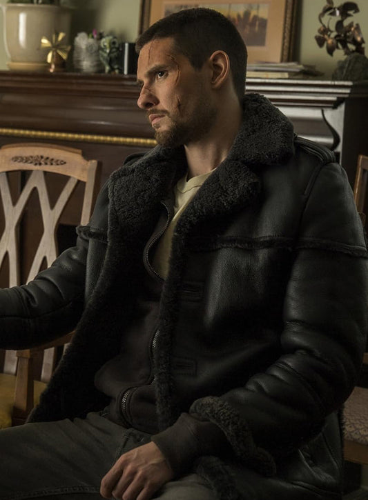 Harpoon Jigsaw Inspired Black Leather Jacket - The Punisher S02 Style
