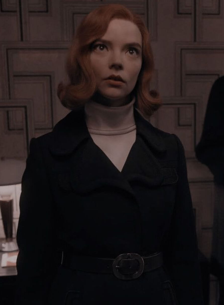 Harpoon Beth Harmon Inspired Black Coat - The Queen's Gambit Style