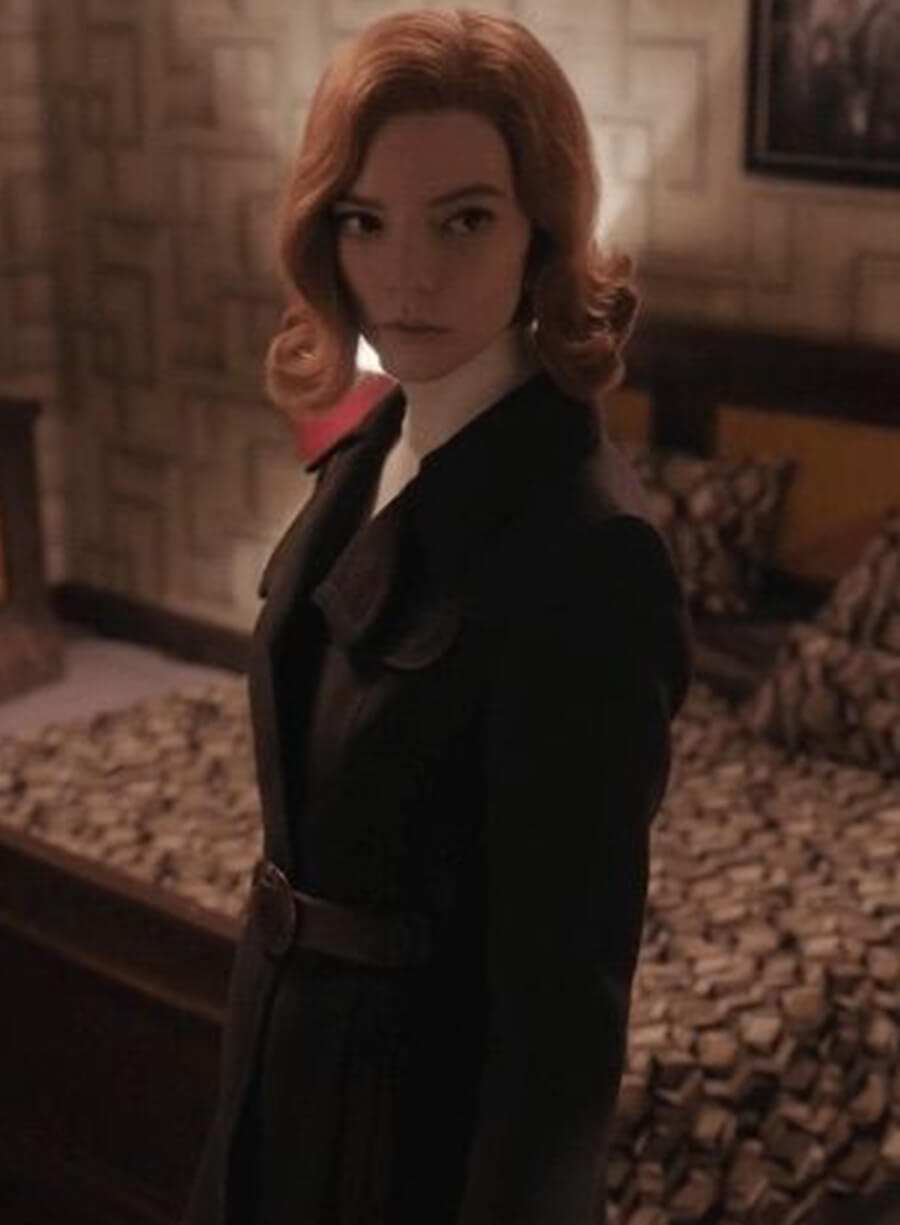 Harpoon Beth Harmon Inspired Black Coat - The Queen's Gambit Style