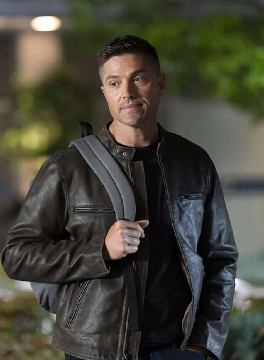 Harpoon Tim Bradford Inspired Black Leather Jacket - The Rookie S07 Style