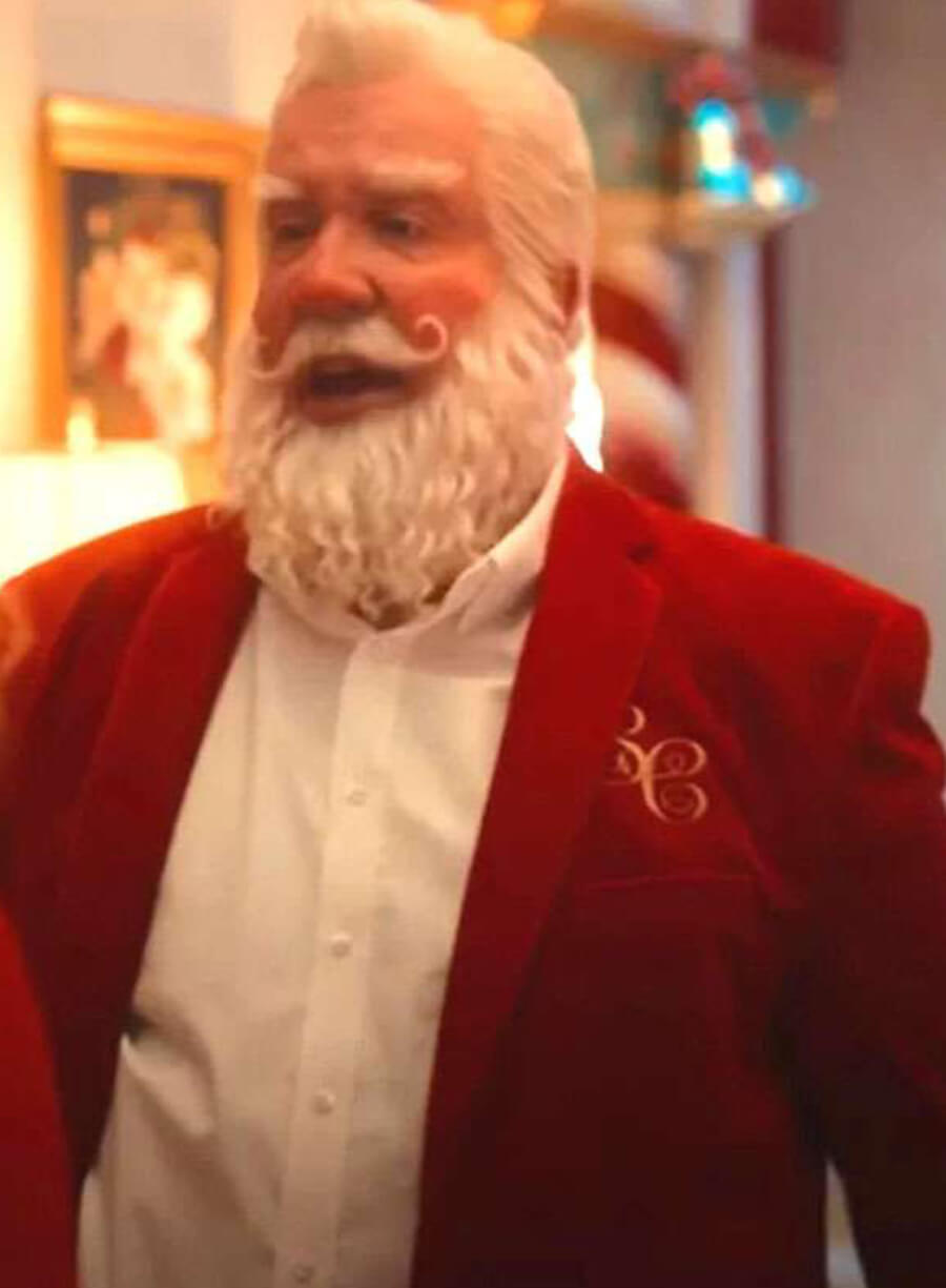 Harpoon Santa Claus Inspired Red Velvet Fabric Leather Jacket - The Santa Clauses Style