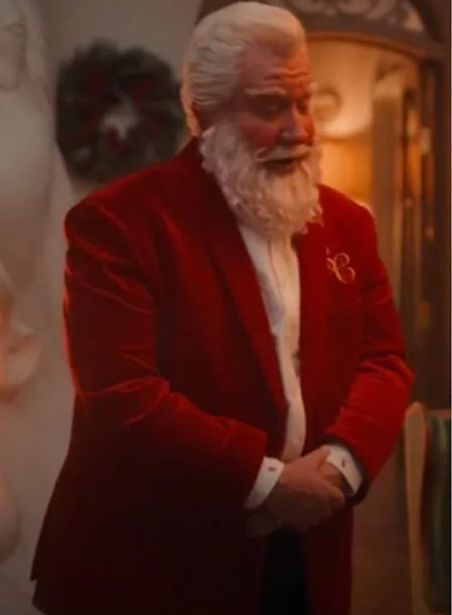 Harpoon Santa Claus Inspired Red Velvet Fabric Leather Jacket - The Santa Clauses Style