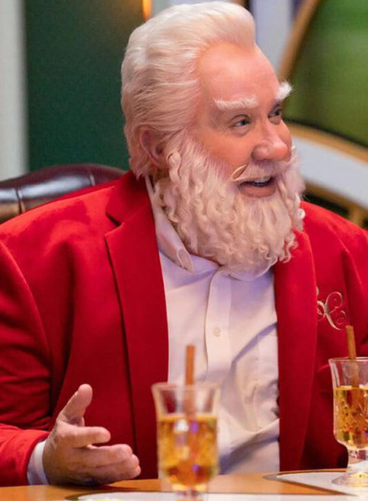 Harpoon Santa Claus Inspired Red Velvet Fabric Leather Jacket - The Santa Clauses Style