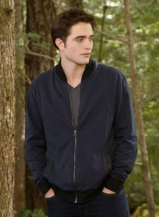 Harpoon Edward Cullen Inspired Blue Fleece Fabric Bomber Jacket - The Twilight Saga: Breaking Dawn 2 Style