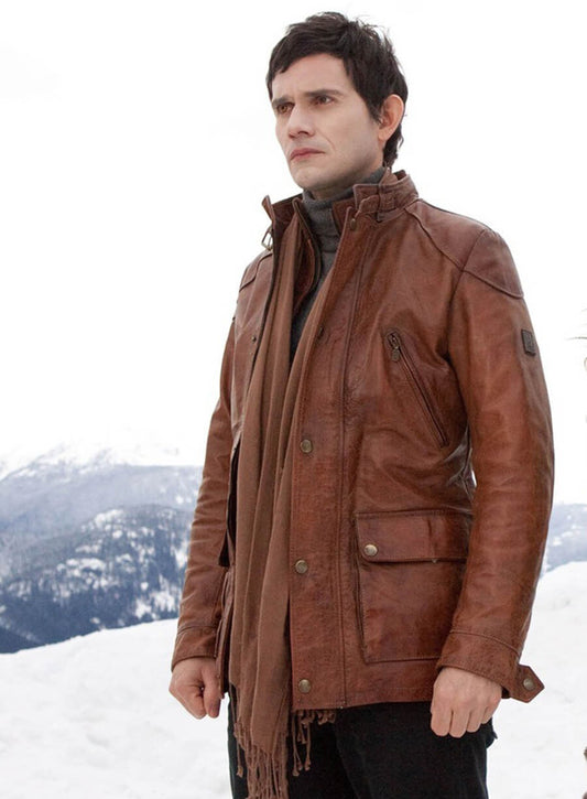 Harpoon Eleazar Inspired Brown Real Leather Leather Jacket - The Twilight Saga: Breaking Dawn 2 Style