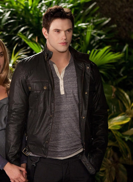 Harpoon Edward Cullen Inspired Black Real Leather Leather Jacket - The Twilight Saga: Breaking Dawn 2 Style
