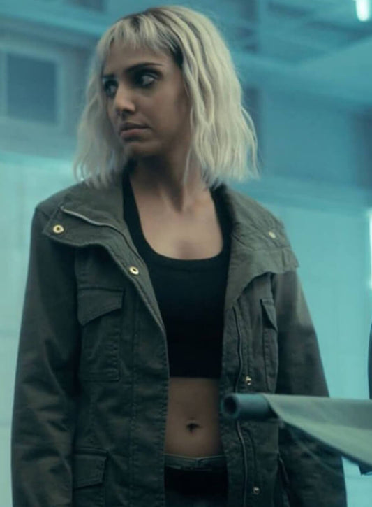 Harpoon Lila Pitts Inspired Gray Leather Jacket - The Umbrella Academy Style