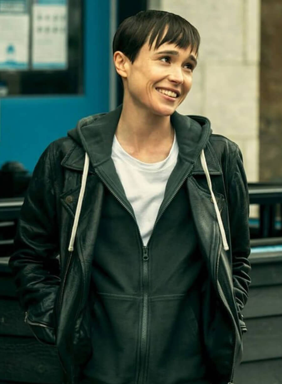 Harpoon Vanya Hargreeves Inspired Black Leather Jacket - The Umbrella Academy Style
