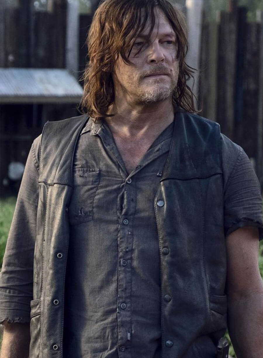 Harpoon Daryl Dixon Inspired Black Leather Jacket - The Walking Dead Series Style