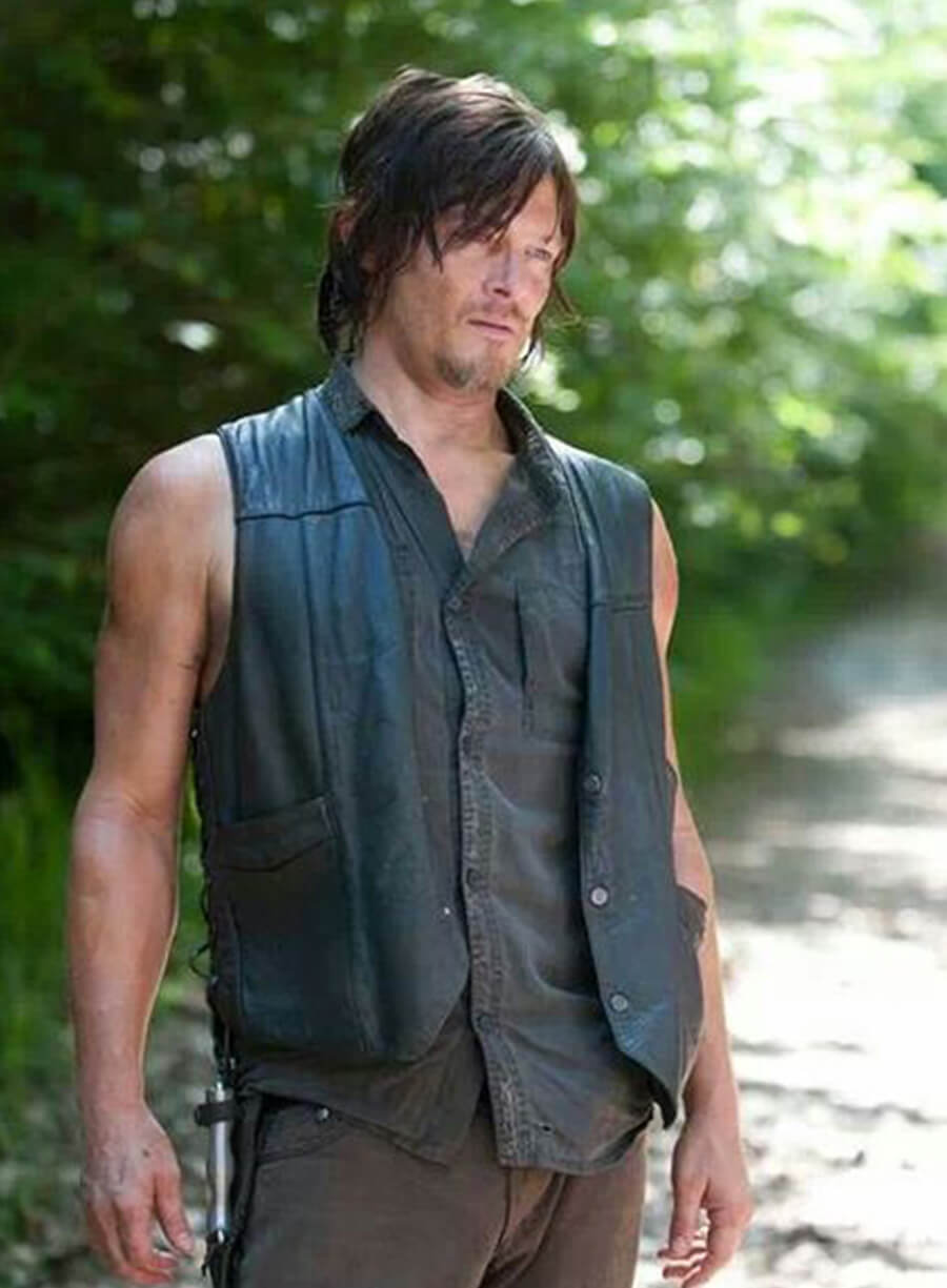 Harpoon Daryl Dixon Inspired Black Leather Jacket - The Walking Dead Series Style