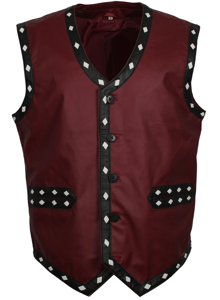Harpoon The Warriors Maroon Ajax Vest Inspired Maroon Faux Leather or Real Leather Costume Jacket