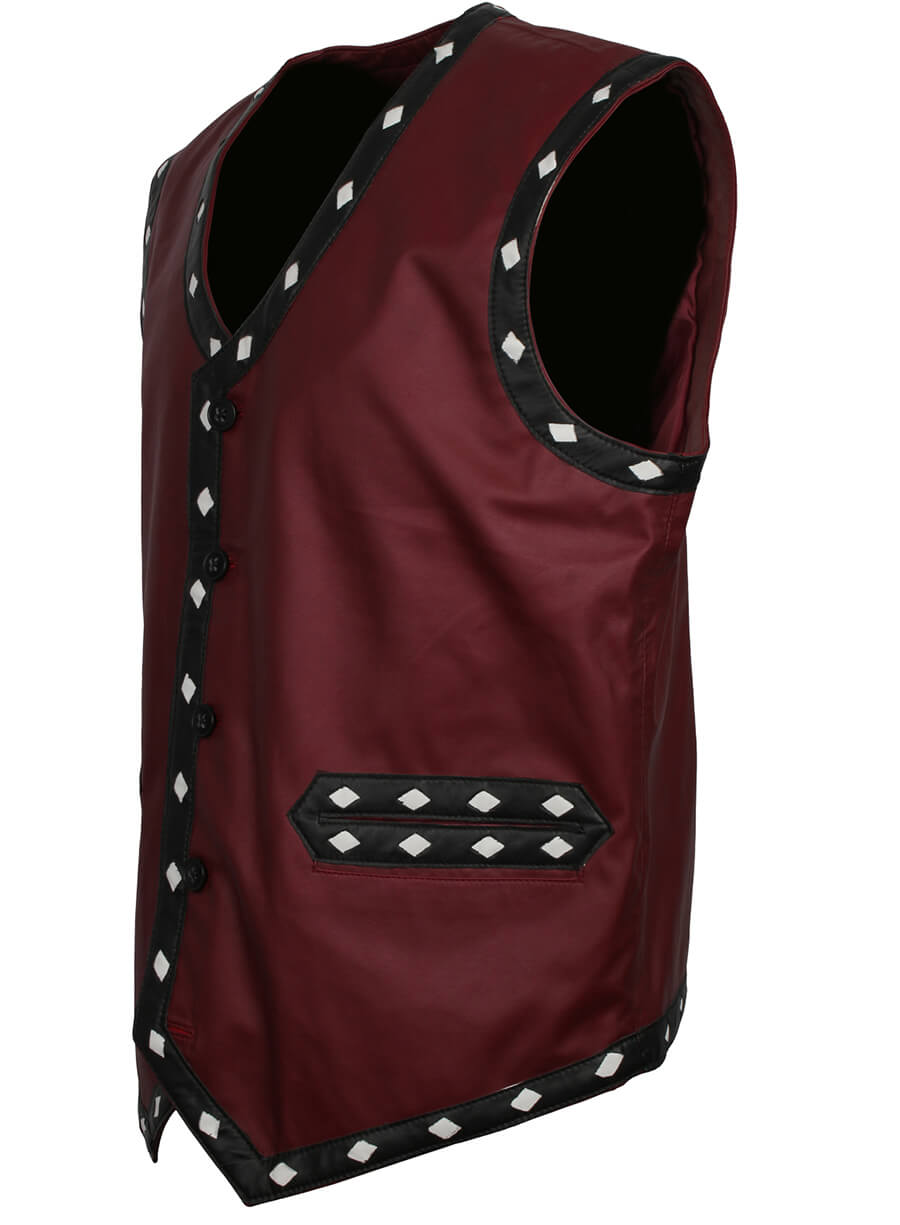 Harpoon The Warriors Maroon Ajax Vest Inspired Maroon Faux Leather or Real Leather Costume Jacket