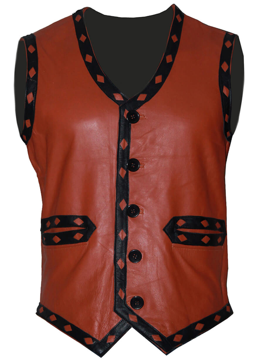 Harpoon The Warriors Vest Inspired Tan Brown Faux Leather or Real Leather Costume Jacket