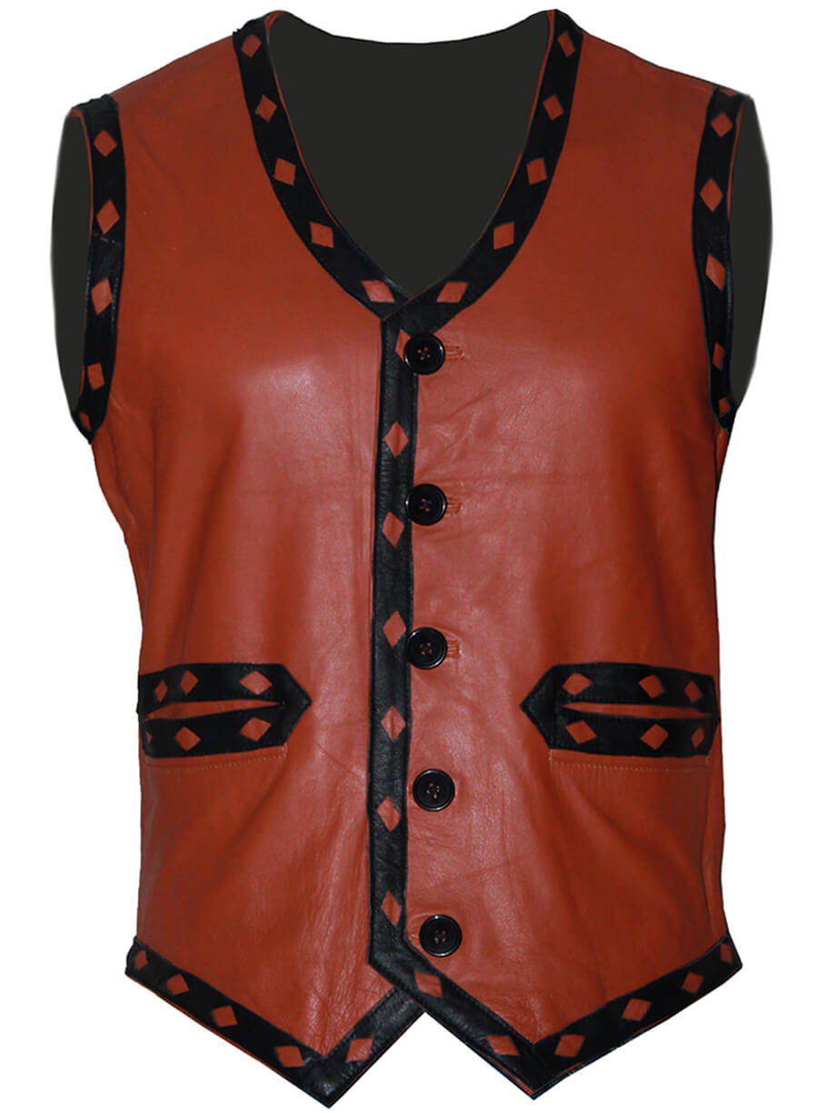 Harpoon The Warriors Video Game Vest Inspired Brown Faux Leather or Real Leather Leather Jacket