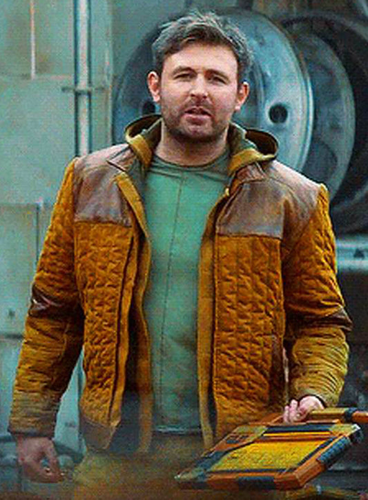 Harpoon James McArdle Inspired Brown Parachute Fabric Leather Jacket - Andor Tv Series Style