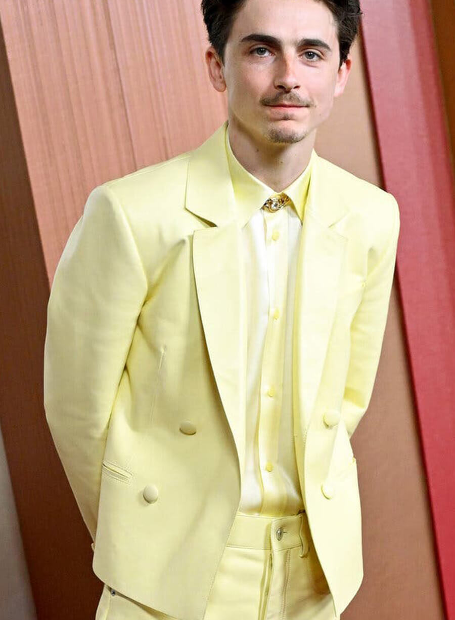 Harpoon Timoth�e Chalamet Inspired Yellow Leather Jacket - Oscars Red Carpet 2025 Style