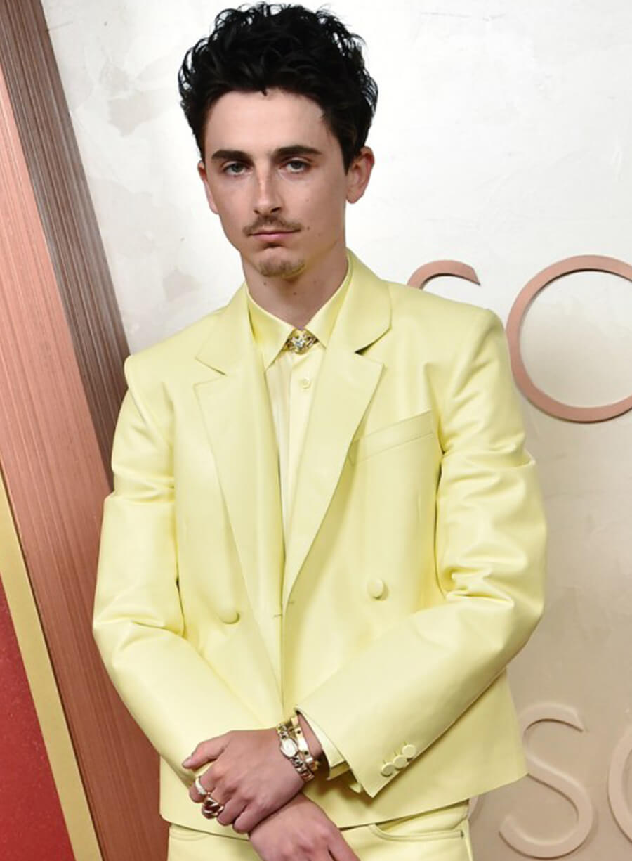 Harpoon Timoth�e Chalamet Inspired Yellow Leather Jacket - Oscars Red Carpet 2025 Style