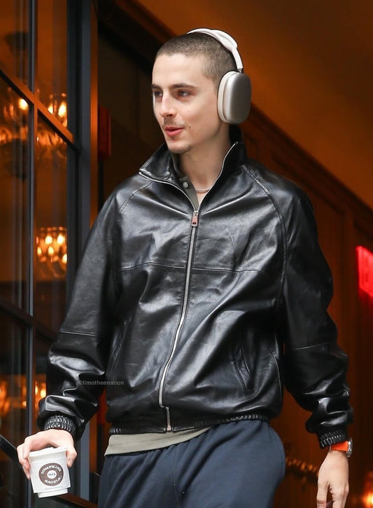 Harpoon Timothee Chalamet Inspired Black Leather Jacket