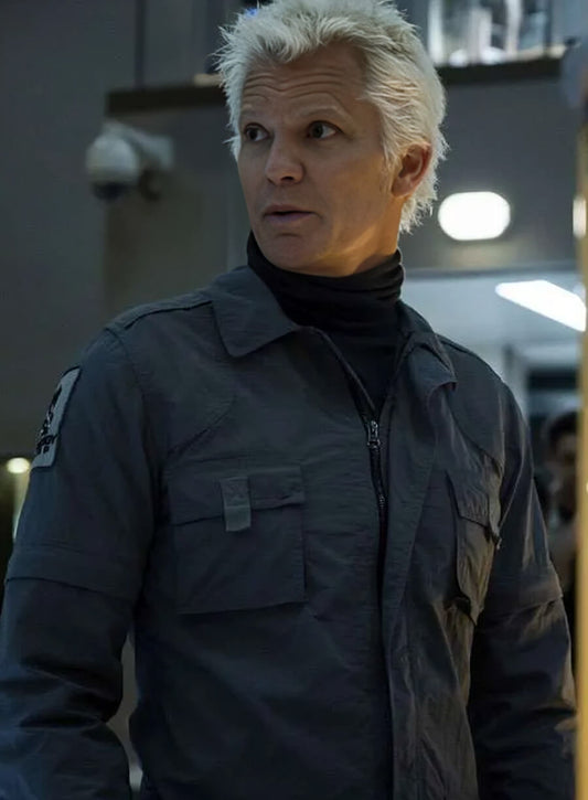 Harpoon Kirsh Inspired Grey Leather Jacket - Alien Earth 2025 Style