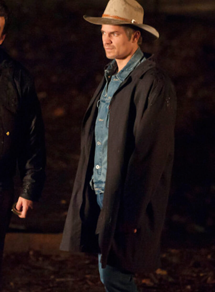 Harpoon Raylan Givens Inspired Black Cotton Fabric Coat - Justified Style