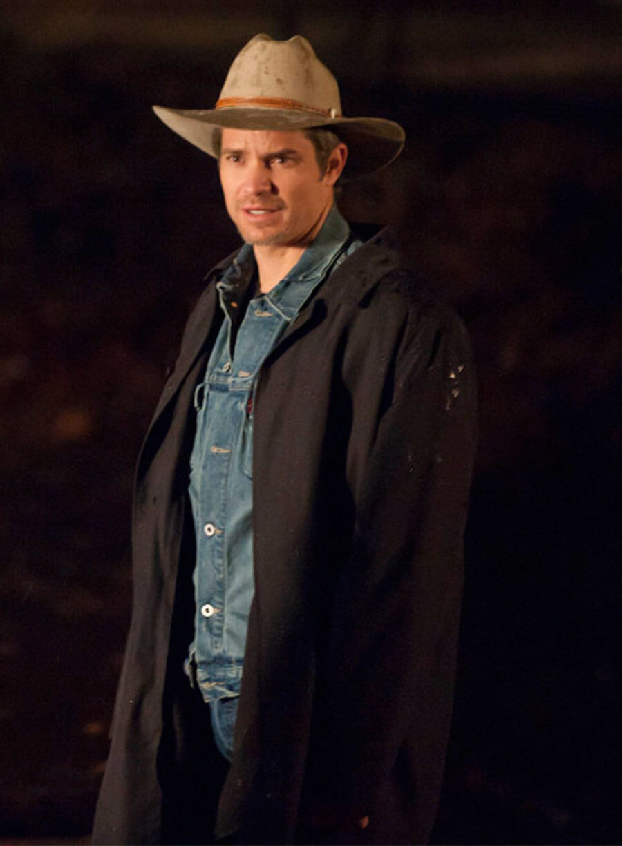 Harpoon Raylan Givens Inspired Black Cotton Fabric Coat - Justified Style