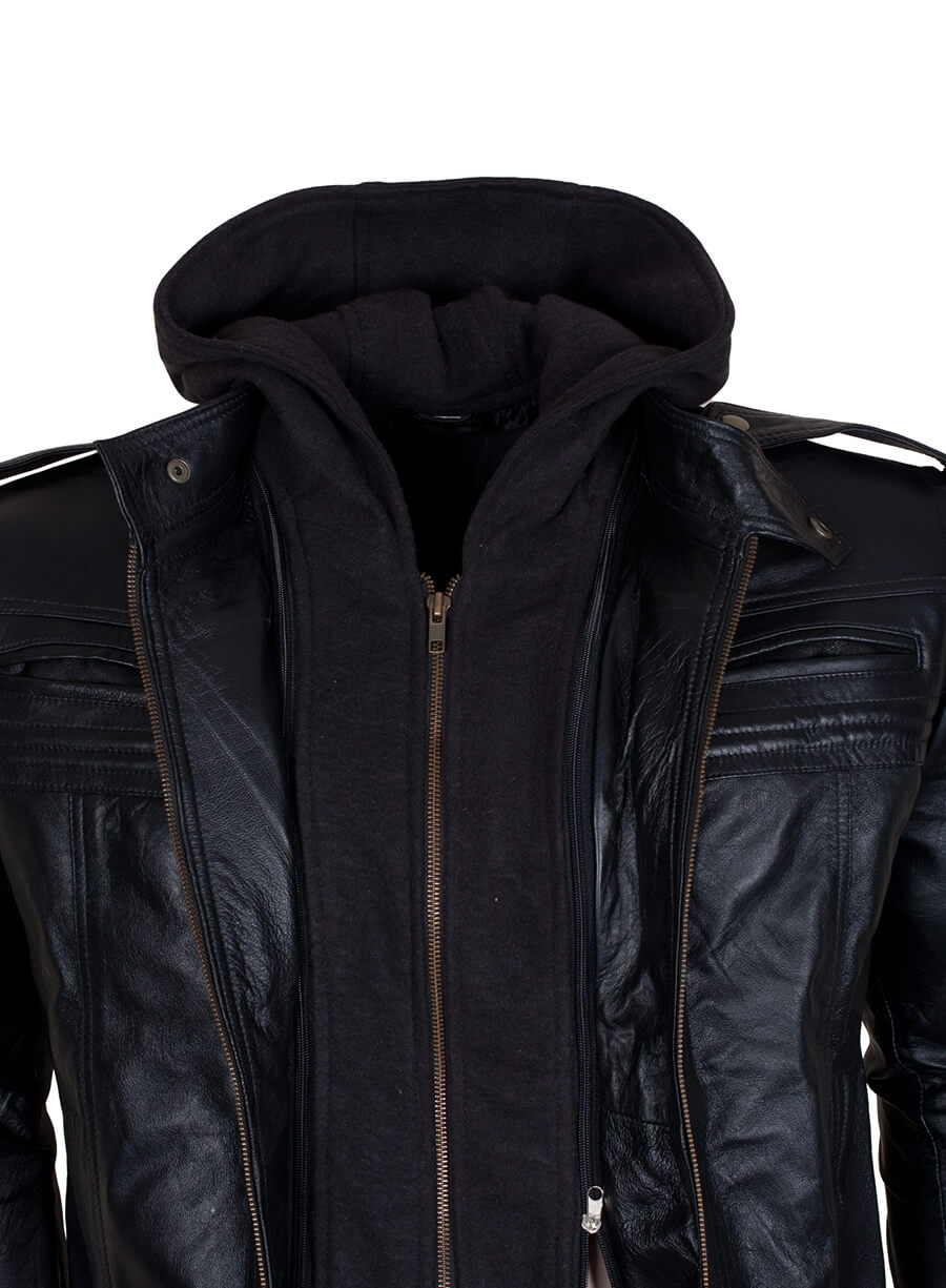 Harpoon TNA AJ Styles Inspired Black Faux Leather or Real Leather Hooded Jacket