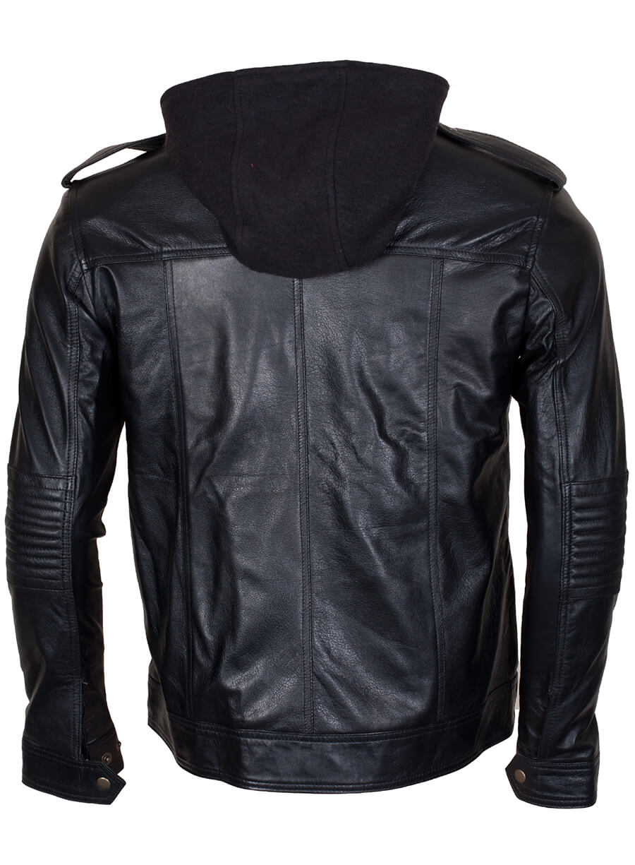 Harpoon TNA AJ Styles Inspired Black Faux Leather or Real Leather Hooded Jacket