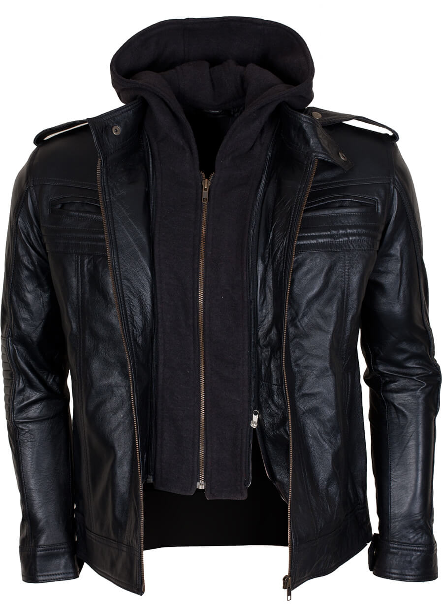 Harpoon TNA AJ Styles Inspired Black Faux Leather or Real Leather Hooded Jacket