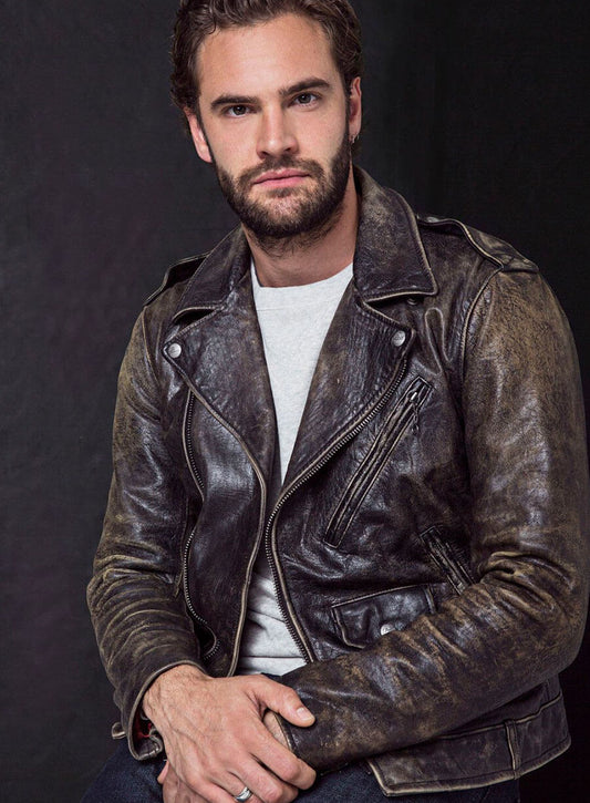 Harpoon Tom Bateman Inspired Brown Real Leather Leather Jacket - Murder on the Orient Express Style