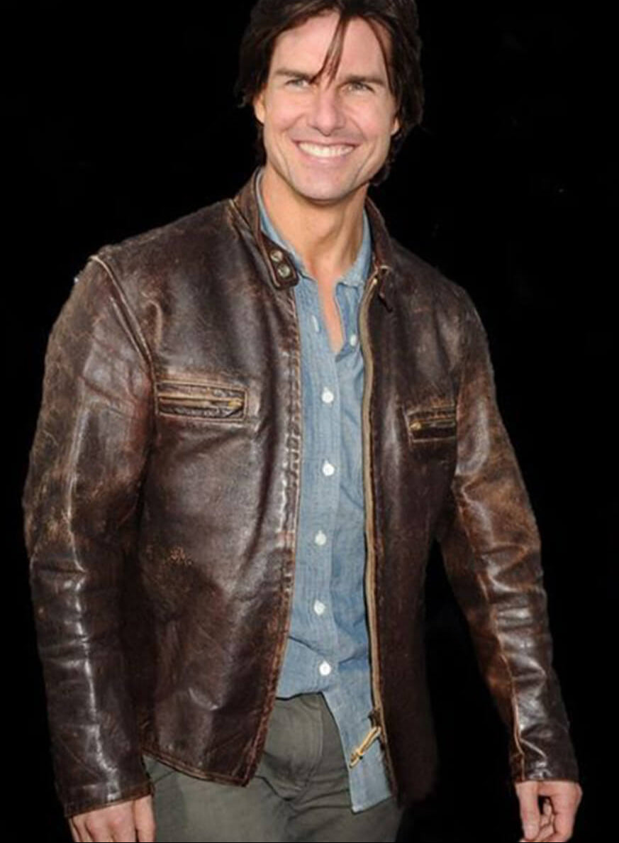 Harpoon Tom Cruise Distressed Inspired Distressed Brown Orignal Leather Leather Jacket