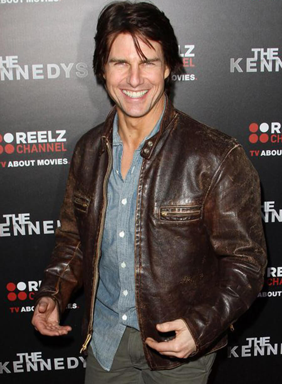 Harpoon Tom Cruise Distressed Inspired Distressed Brown Orignal Leather Leather Jacket