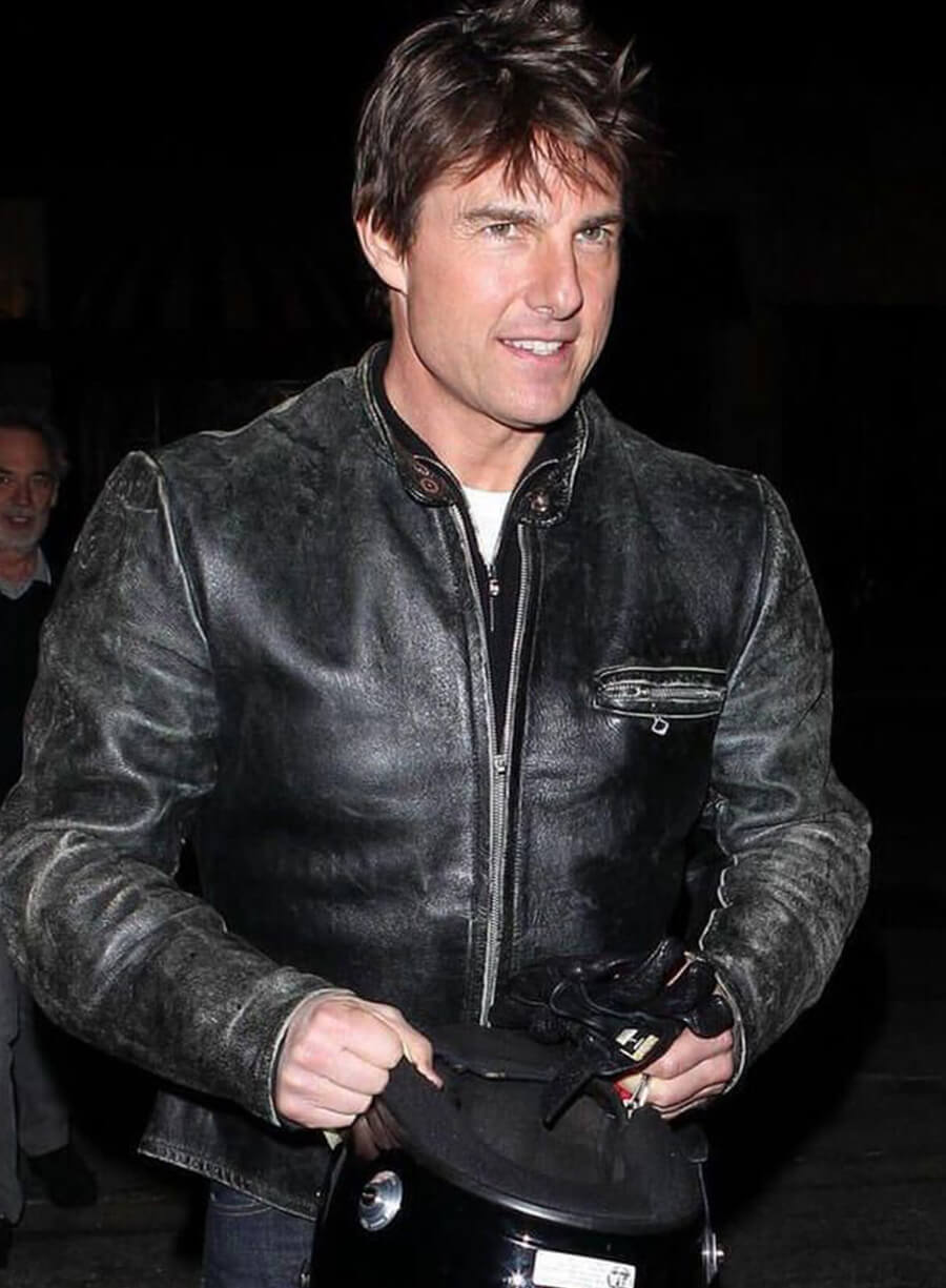 Harpoon Tom Cruise Distressed Motorcycle Inspired Black Original Leather Biker Jacket