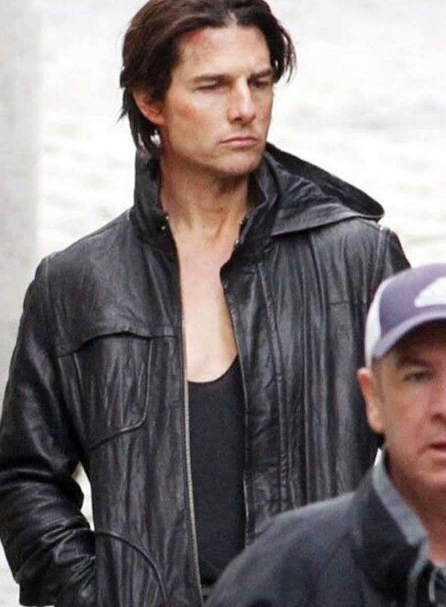 Harpoon Tom Cruise Inspired Black Leather Jacket - Ghost Protocol Mission Impossible Style