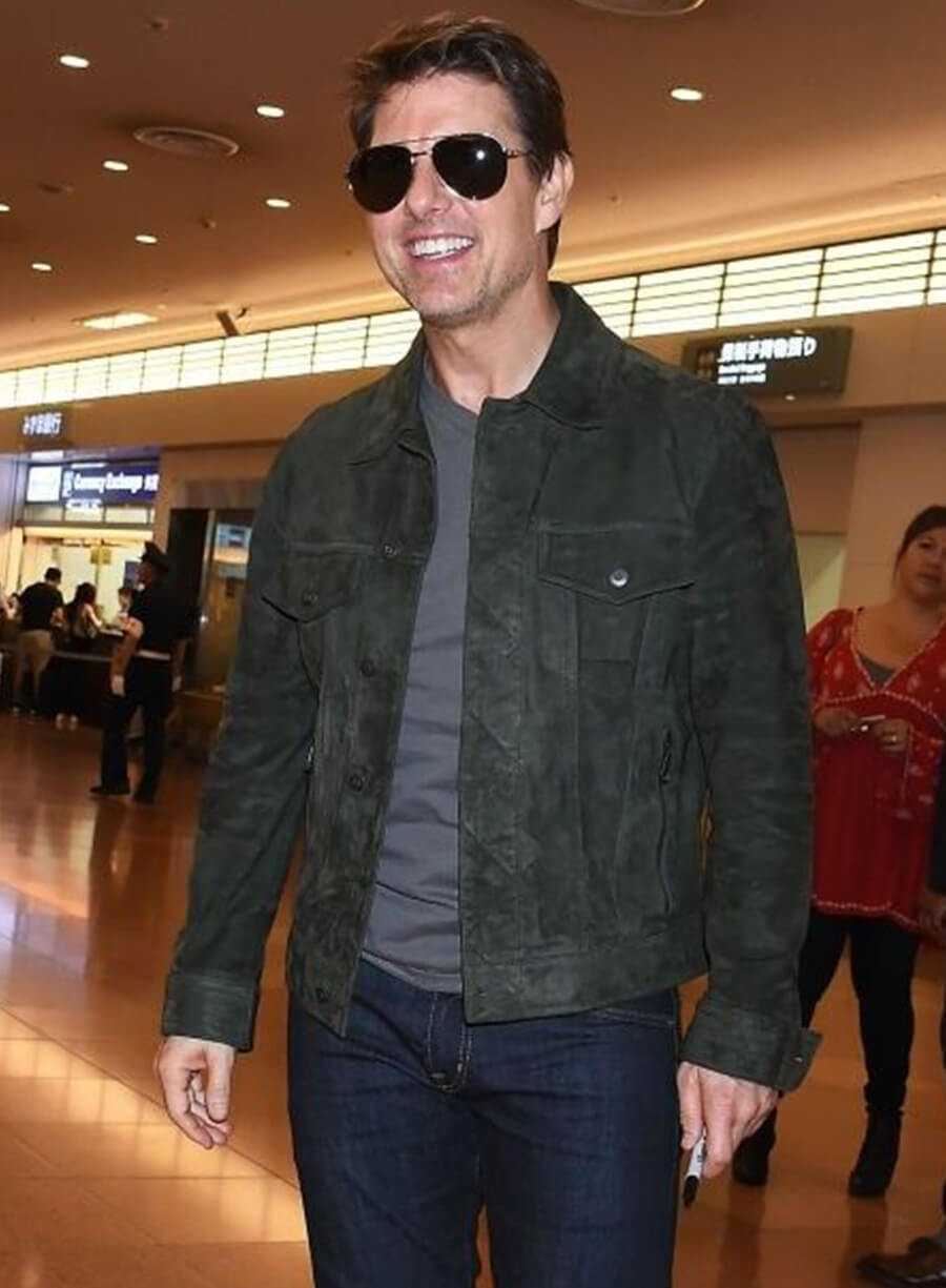 Harpoon Tom Cruise Inspired Green Suede Leather Leather Jacket