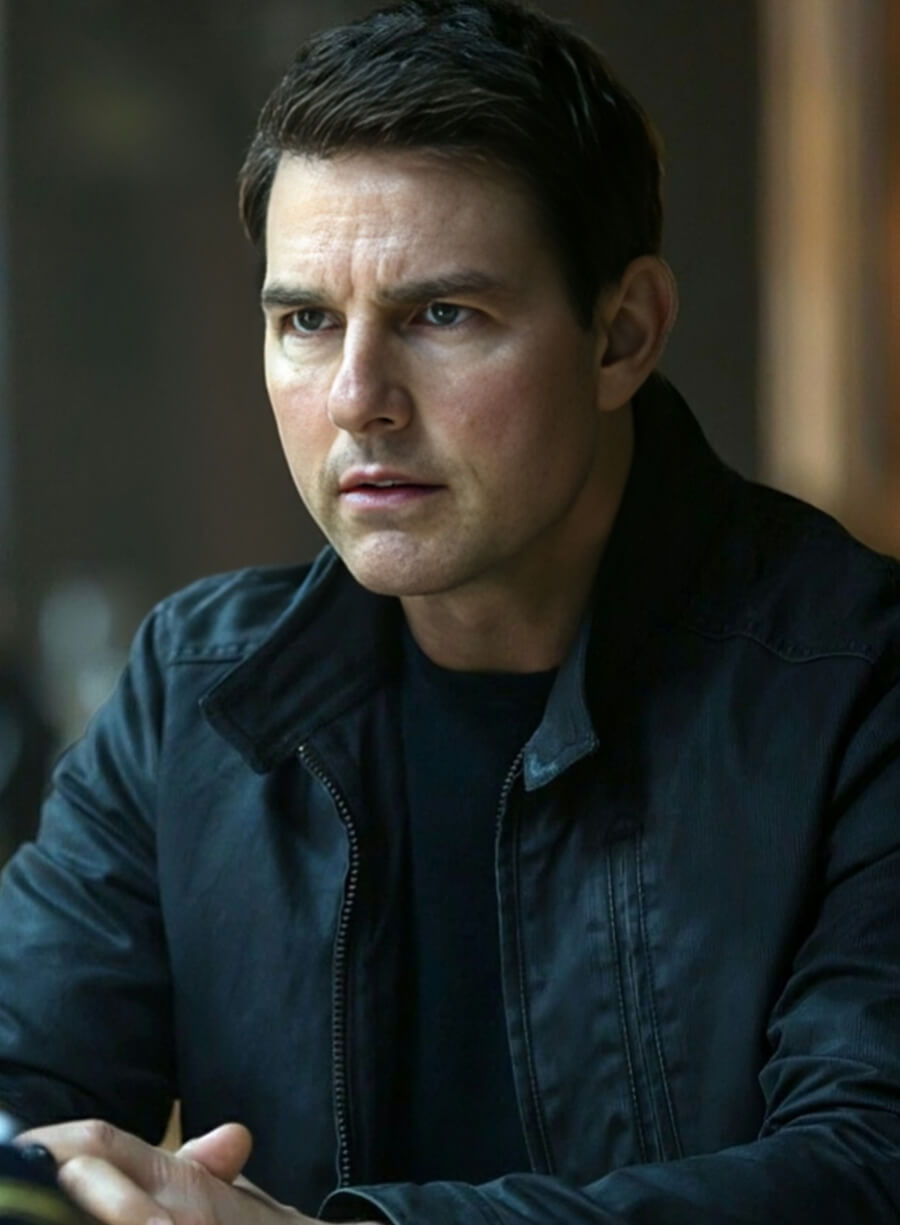 Harpoon Tom Cruise Inspired Black Leather Jacket - Jack Reacher: Never Go Back Style