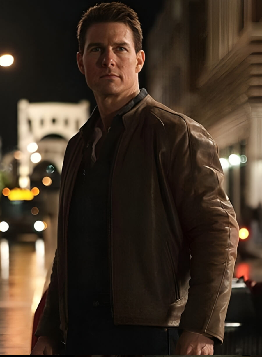 Harpoon Tom Cruise Inspired Brown Leather Jacket - Jack Reacher Style