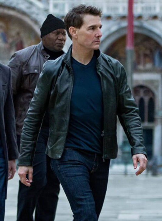 Harpoon Ethan Hunt Inspired Black Real Leather Leather Jacket - Mission Impossible Dead Reckoning Style