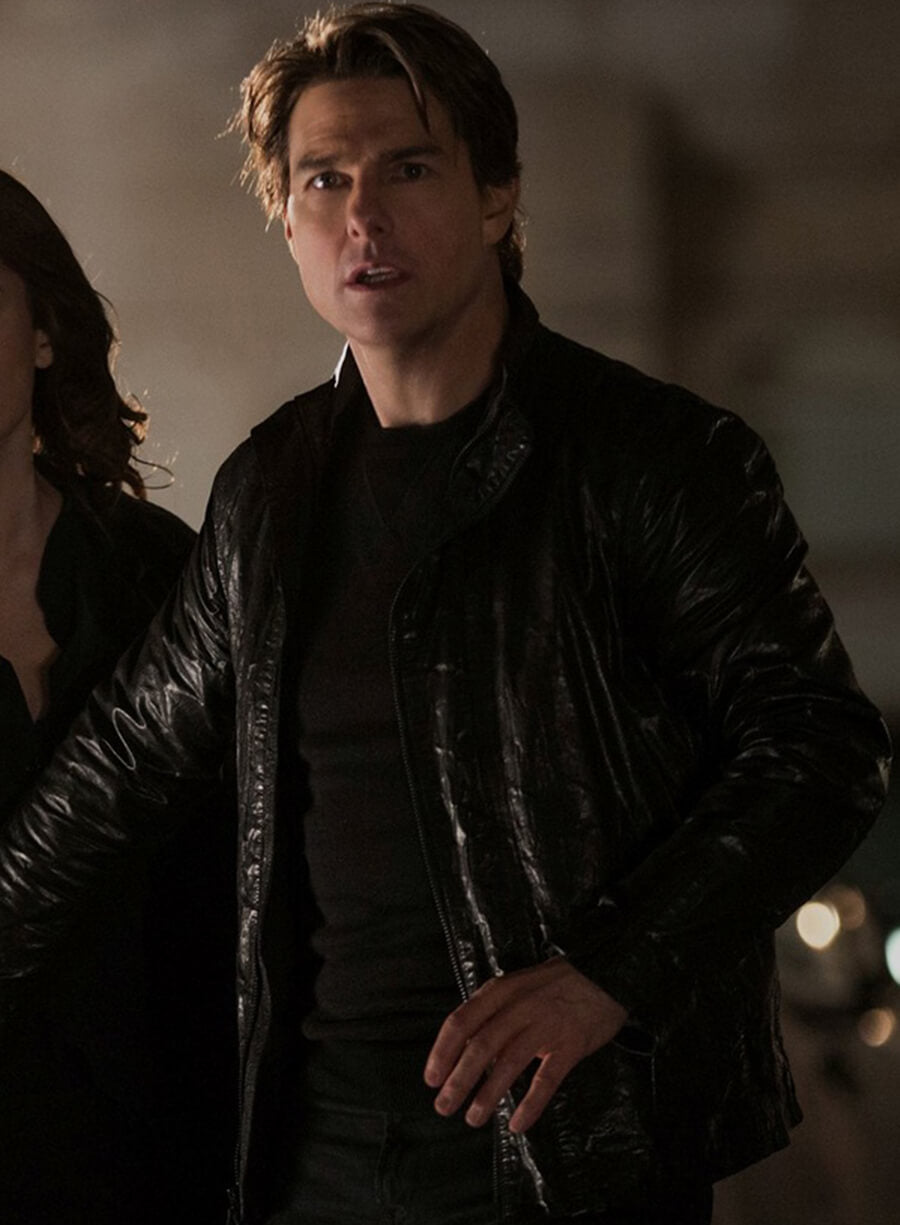 Harpoon Ethan Hunt Inspired Black Leather Jacket - Mission Impossible - Rogue Nation Style
